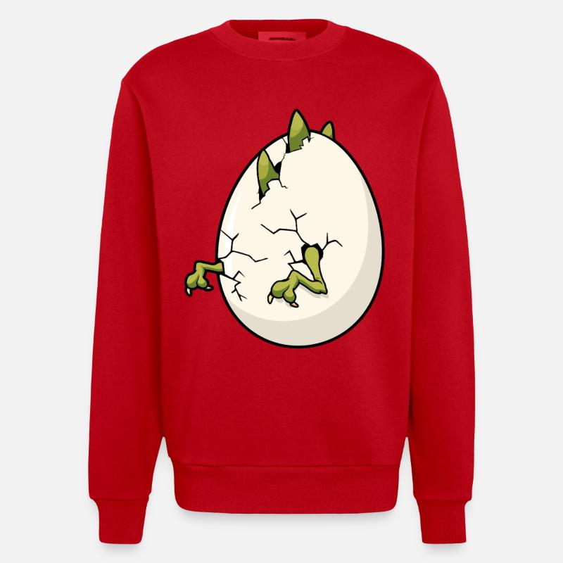 Cracked Egg Bloom Easter - Heavyweight Oversized Organic Crew Neck Made in EU - red