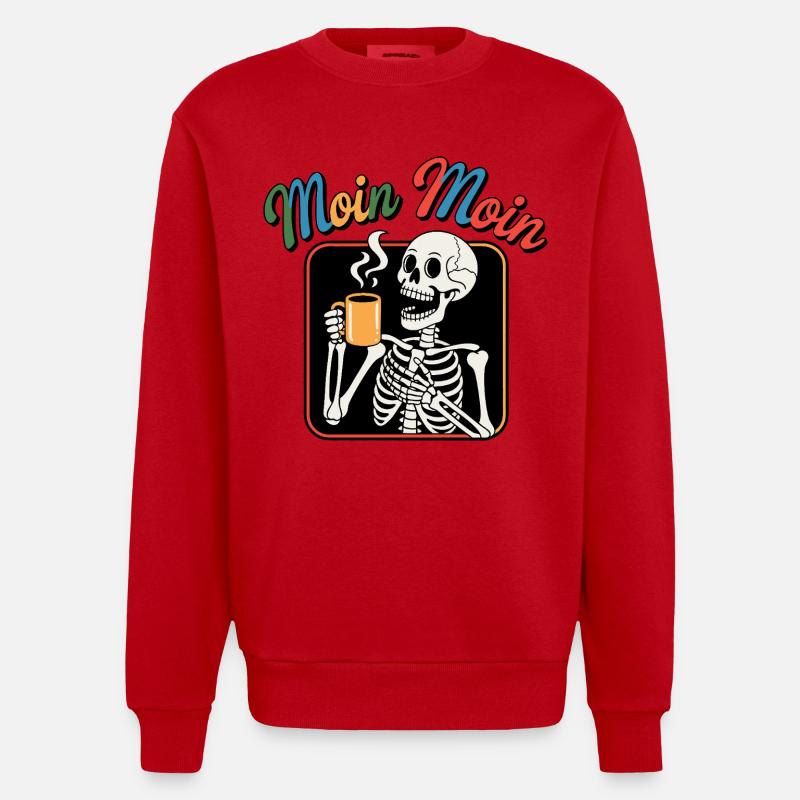 Café Squelette Moin Moin - Sweat bio épais oversize fabriqué en UE - rouge