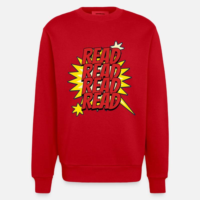 Read Design - Comic Superhelden Look - Heavyweight Oversized Organic Crew Neck Made in EU - Rot