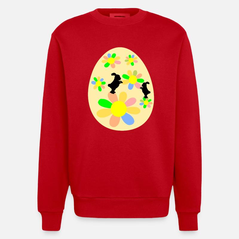 Easter Eggs Easter Bunny - Heavyweight Oversized Organic Crew Neck Made in EU - red