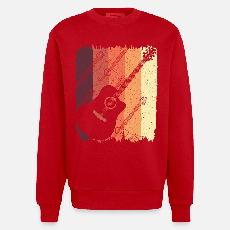 Akustikgitarre auf Sunset Stripes - Heavyweight Oversized Organic Crew Neck Made in EU - Rot