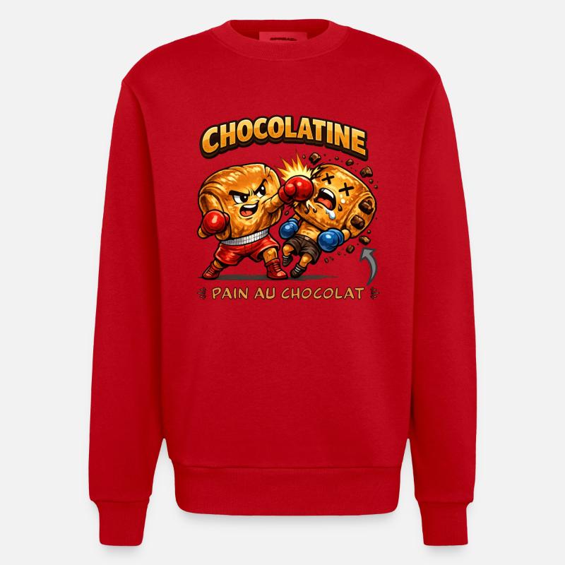 Chocolatine boxe - Sweat bio épais oversize fabriqué en UE - rouge