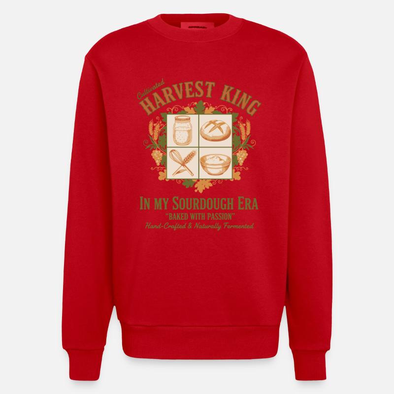 sourdough bread baking baker sourdough era - Heavyweight Oversized Organic Crew Neck Made in EU - red