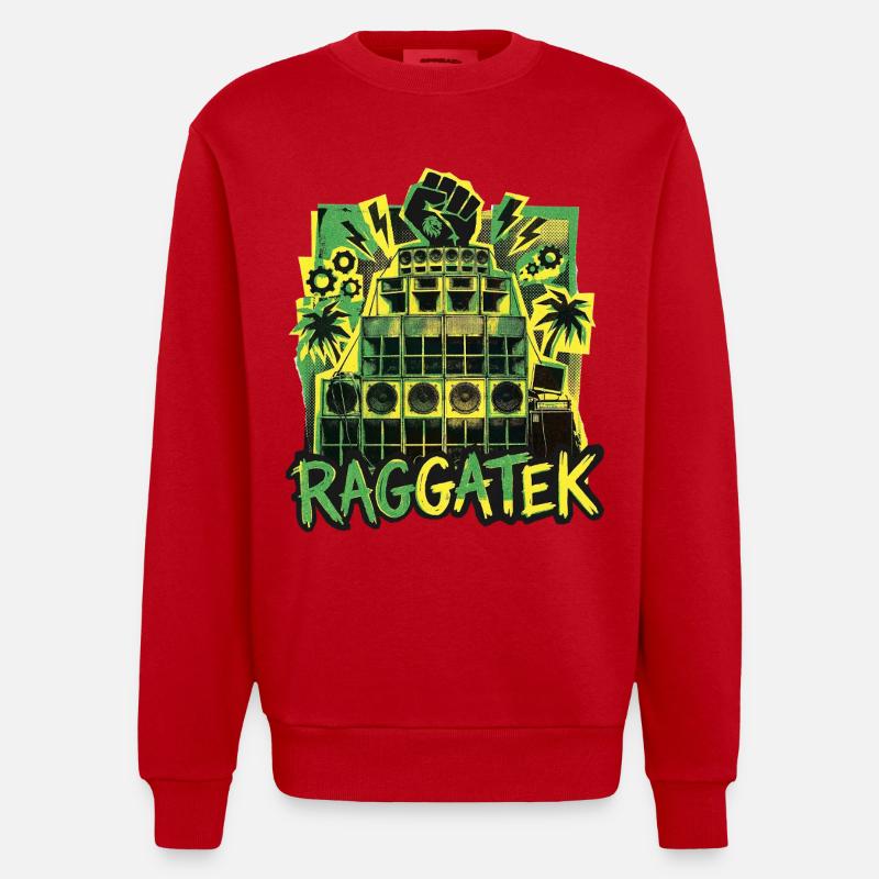 Système de son Raggatek Jungle - Sweat bio épais oversize fabriqué en UE - rouge