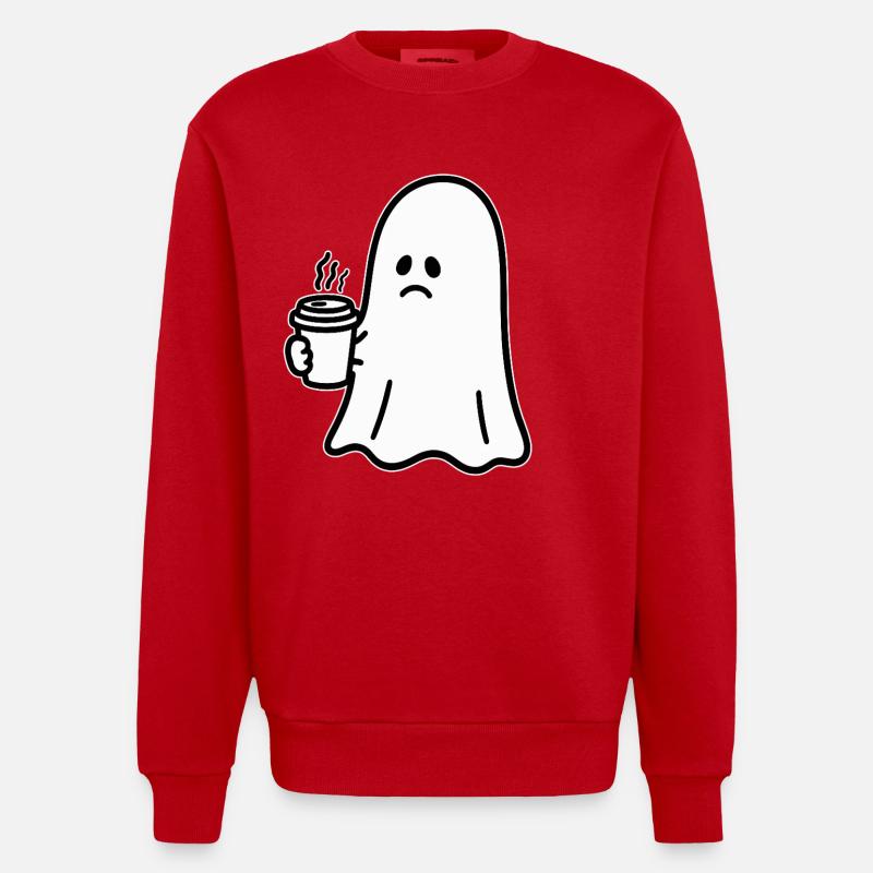 Geist Kaffee Halloween Süßes oder Saures - Heavyweight Oversized Organic Crew Neck Made in EU - Rot