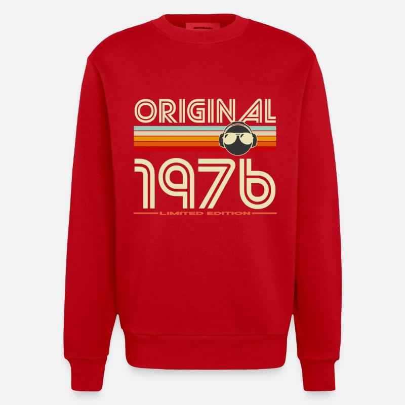 Originale Retro-Kopfhörer von 1976 - Heavyweight Oversized Organic Crew Neck Made in EU - Rot