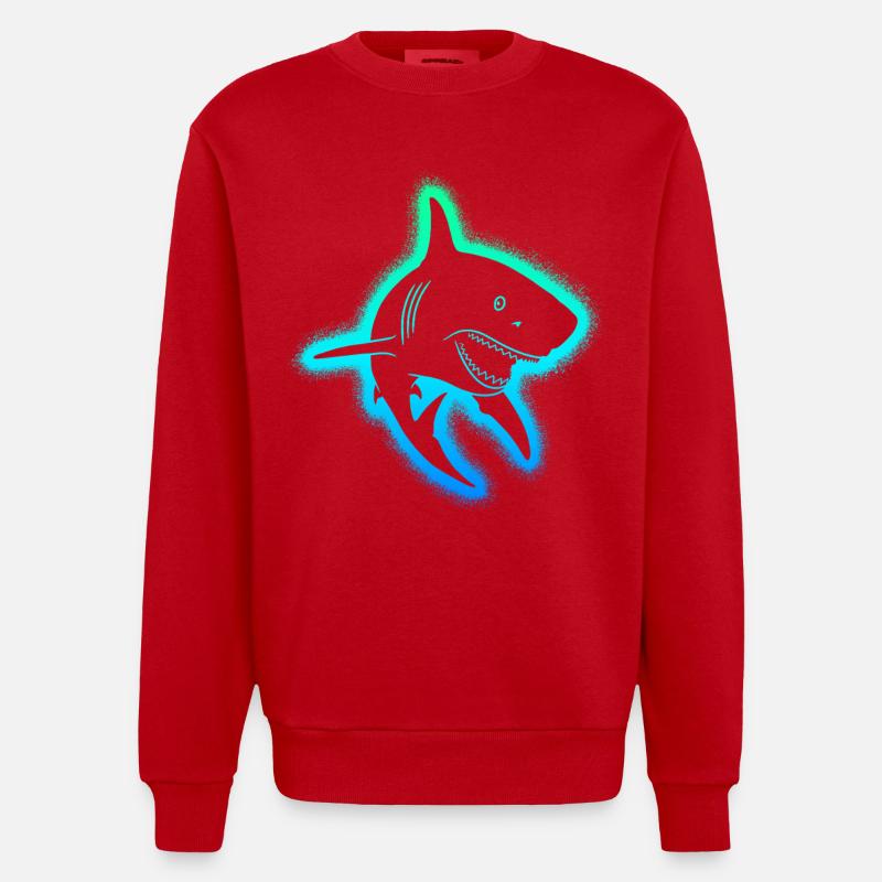 Requins Requins Hommes Garçons Enfants Requin - Sweat bio épais oversize fabriqué en UE - rouge