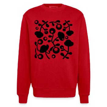Abstrakte Pfingstrosen L Schwarz Transparent - Heavyweight Oversized Organic Crew Neck Made in EU - Rot - Vorne - AI Model Female 172 light (172cm) & AI Model Male 178 light (178cm)