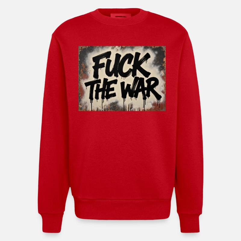 SCHEISS AUF DEN KRIEG - Heavyweight Oversized Organic Crew Neck Made in EU - Rot