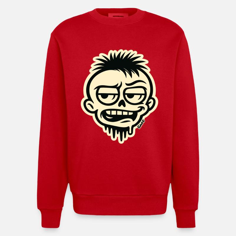 Schädelgraffiti - Heavyweight Oversized Organic Crew Neck Made in EU - Rot