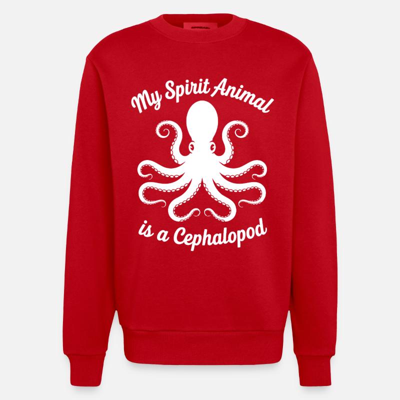 Conception des céphalopodes - Sweat bio épais oversize fabriqué en UE - rouge