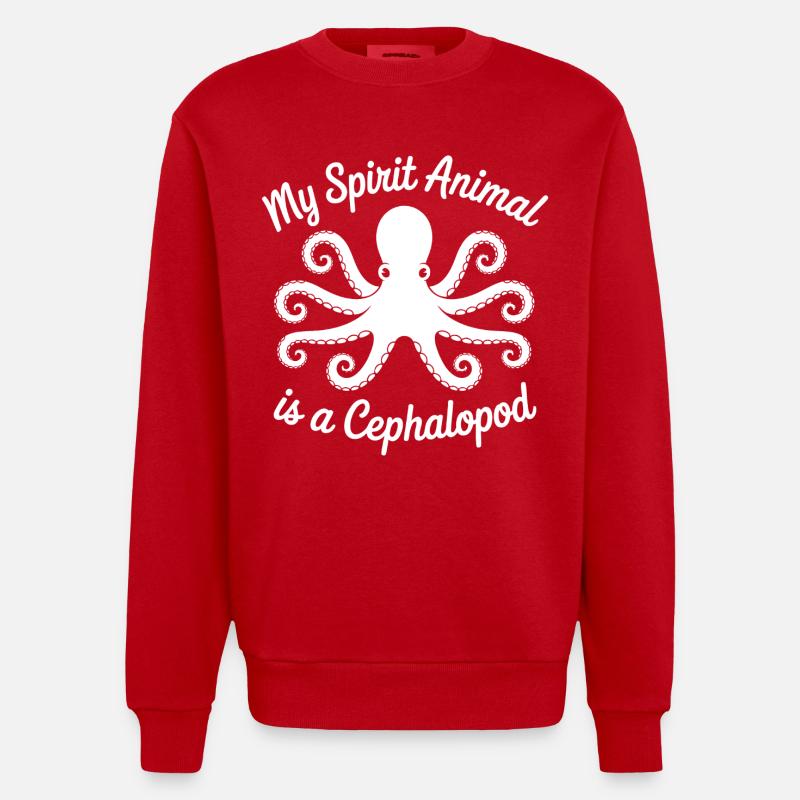 Art minimal de la pieuvre - Sweat bio épais oversize fabriqué en UE - rouge