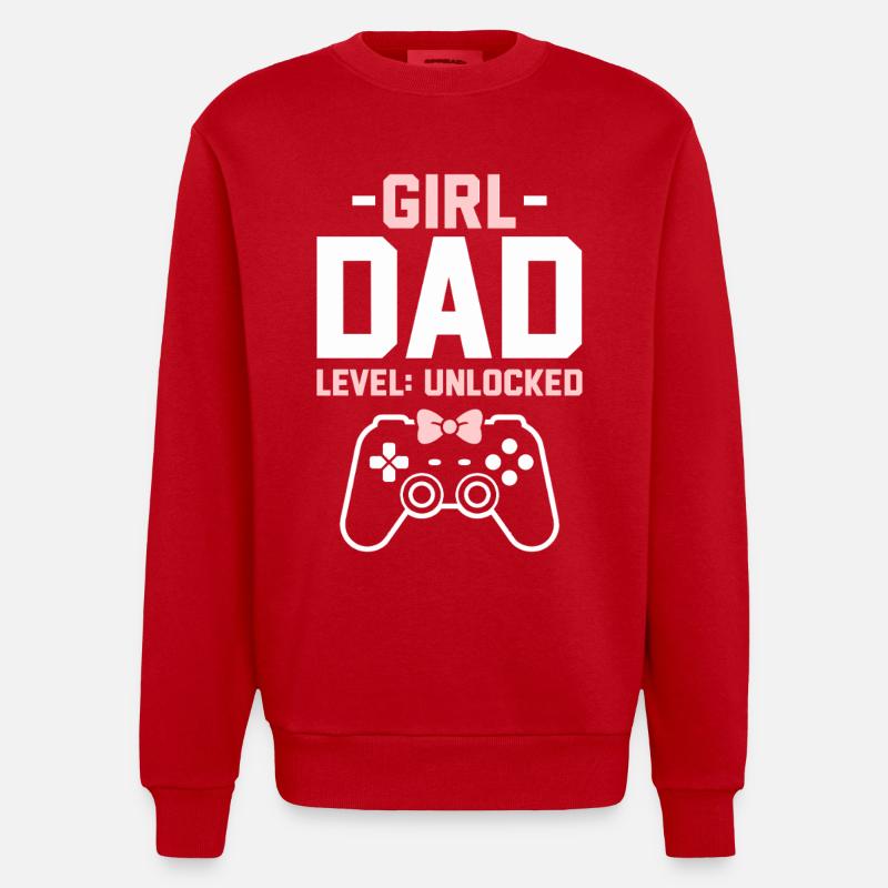 Werdender Papa & Vater, Geburt Tochter Mädchen - Heavyweight Oversized Organic Crew Neck Made in EU - Rot