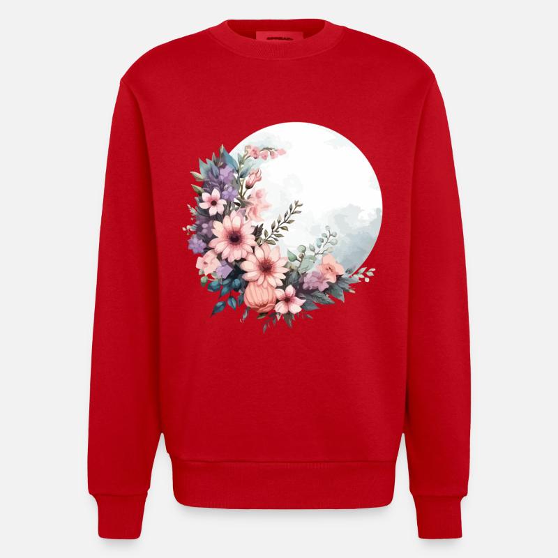 Wildflower Spring Happy Easter Ostara - Heavyweight Oversized Organic Crew Neck Made in EU - red