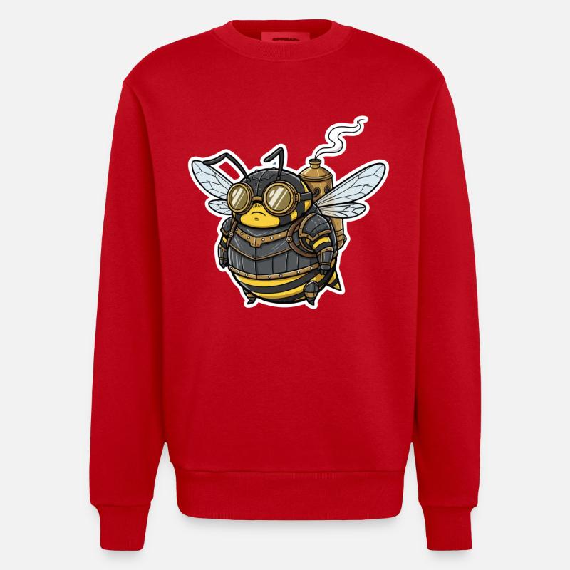 Steampunk Worker Bee Gepanzerte Brille - Heavyweight Oversized Organic Crew Neck Made in EU - Rot