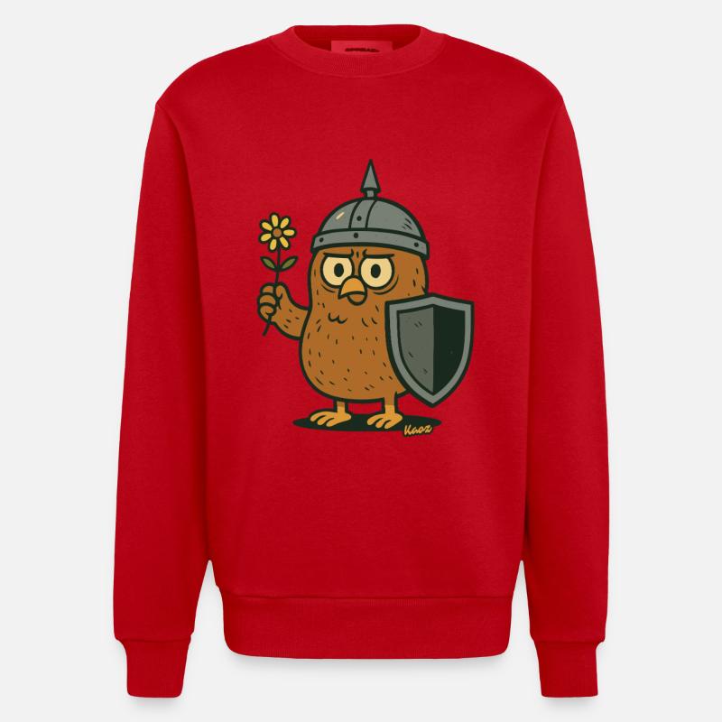 Rittereule mit Blume - Heavyweight Oversized Organic Crew Neck Made in EU - Rot