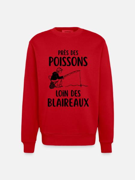 Humour pêche pêcheur  - Sweat bio épais oversize fabriqué en UE - rouge