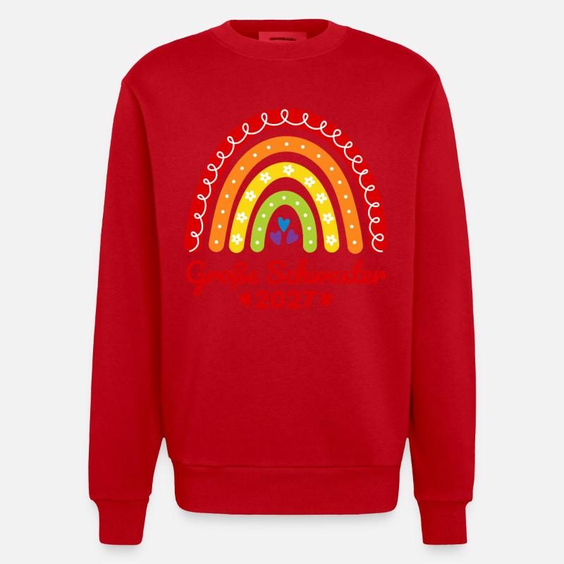 Große Schwester 2027 Boho Regenbogen bunt - Heavyweight Oversized Organic Crew Neck Made in EU - Rot
