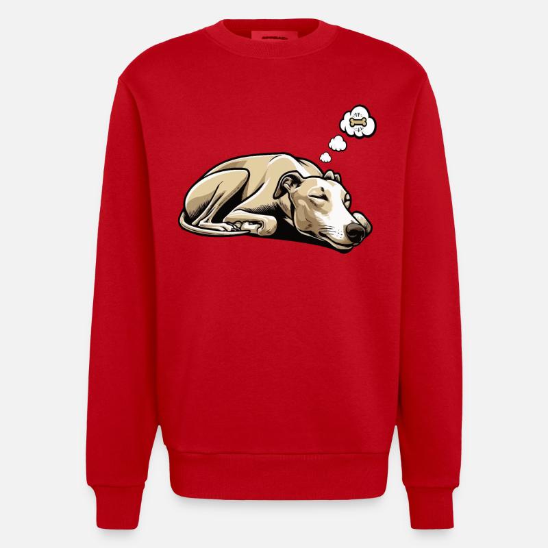 Whippet Greyhound Whippets Propriétaire de lévrier - Sweat bio épais oversize fabriqué en UE - rouge
