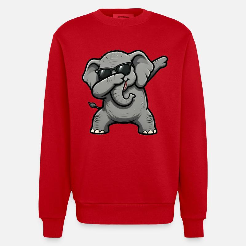 Dabbing Elefant - Heavyweight Oversized Organic Crew Neck Made in EU - Rot