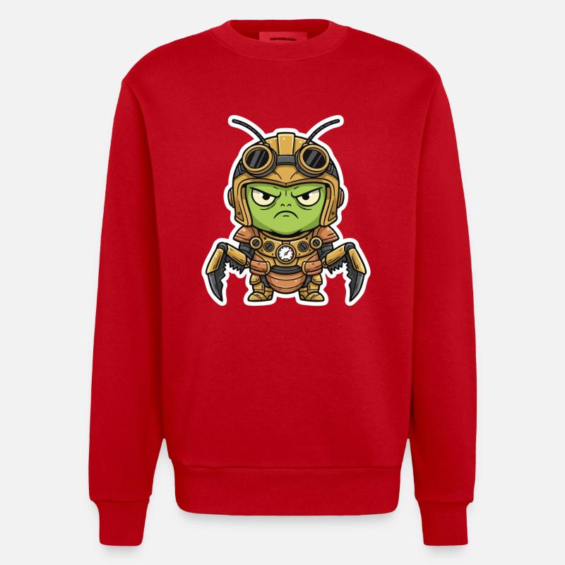 Locust Engineer Steampunk Rüstungsmessing - Heavyweight Oversized Organic Crew Neck Made in EU - Rot