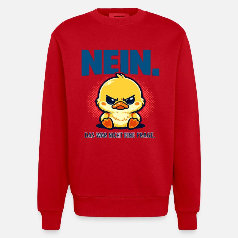 Nein das war nicht eine Frage Ente Statement - Heavyweight Oversized Organic Crew Neck Made in EU - Rot