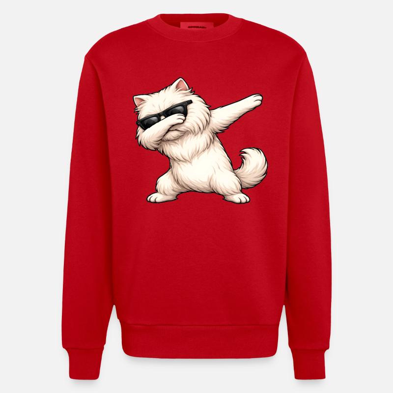 Dabbing Perserkatze - Heavyweight Oversized Organic Crew Neck Made in EU - Rot