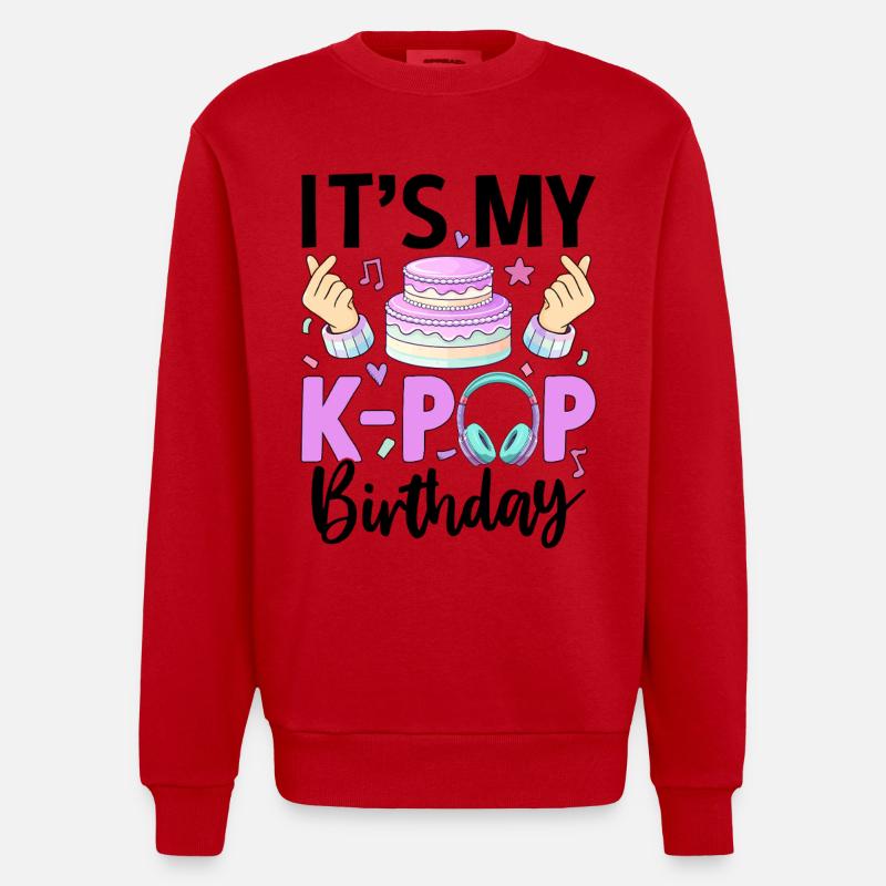 C’est mon anniversaire de K Pop - Sweat bio épais oversize fabriqué en UE - rouge