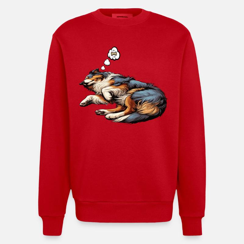 Australian Shepherd Aussie Aussiebesitzer Aussies - Heavyweight Oversized Organic Crew Neck Made in EU - Rot