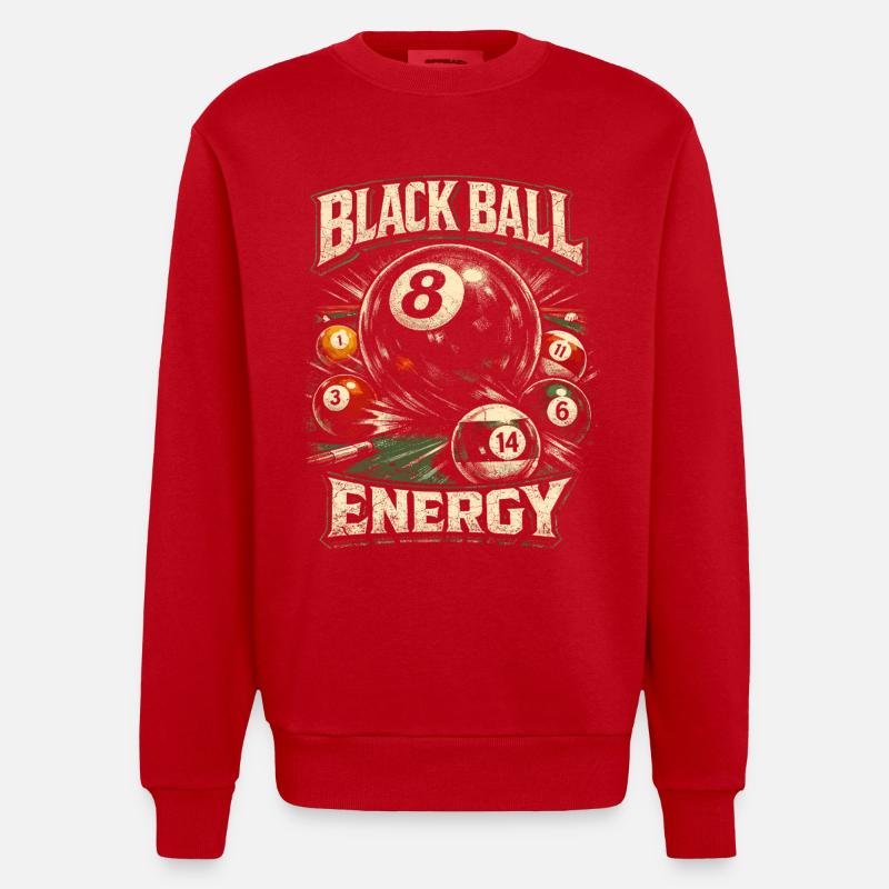 8-Ball Billard - Heavyweight Oversized Organic Crew Neck Made in EU - Rot