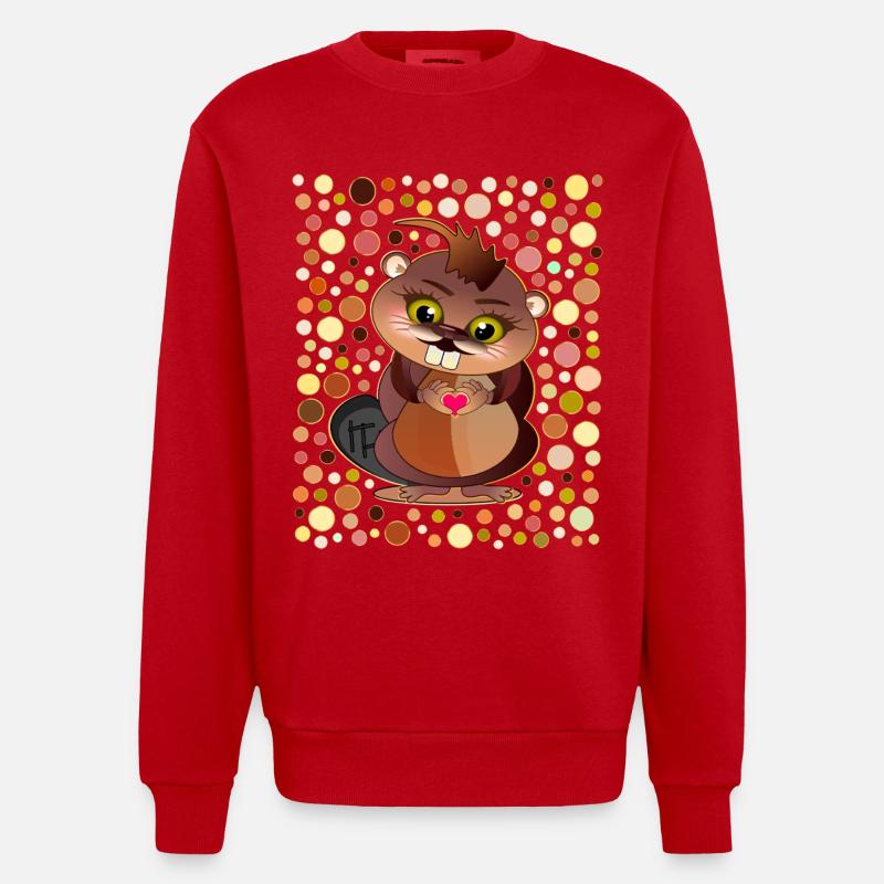 Points de castor - Sweat bio épais oversize fabriqué en UE - rouge