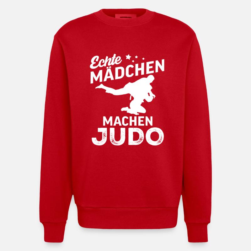 echte maedchen machen judo  - Heavyweight Oversized Organic Crew Neck Made in EU - Rot