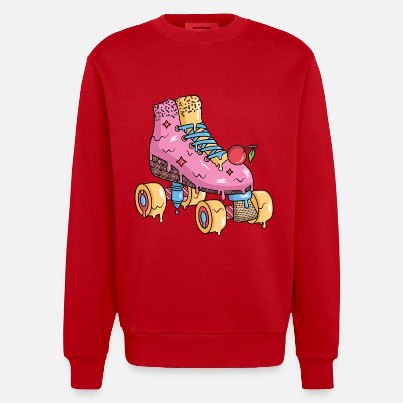 Rollschuhe Eiscreme Roller Skates Rollschuh - Heavyweight Oversized Organic Crew Neck Made in EU - red