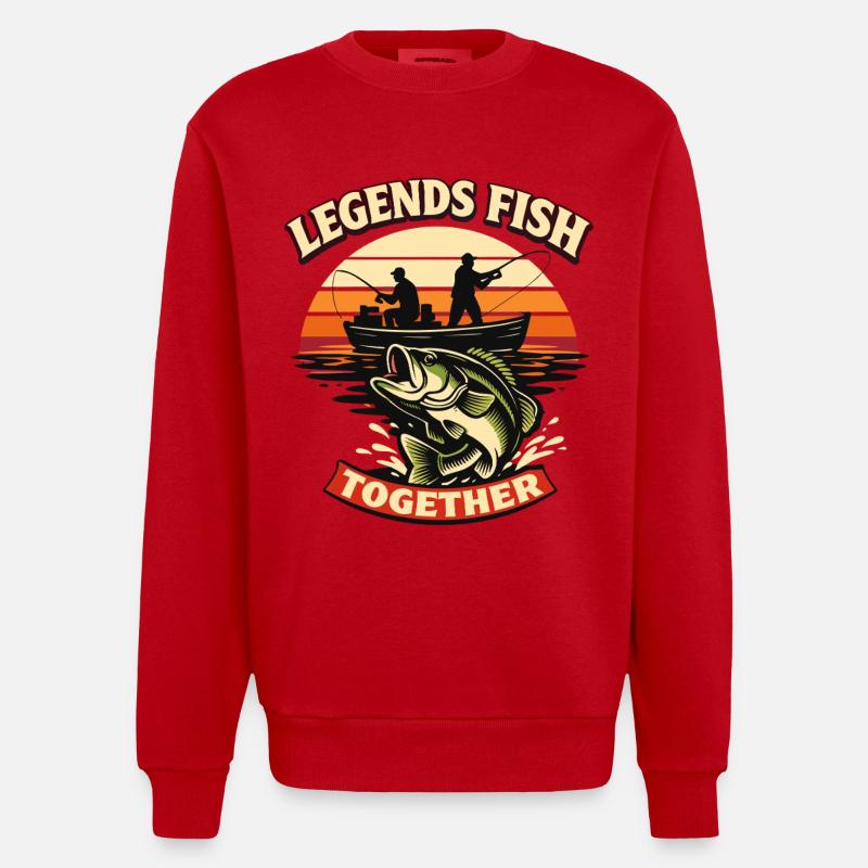 Légendes Pêchant ensemble Perche - Sweat bio épais oversize fabriqué en UE - rouge