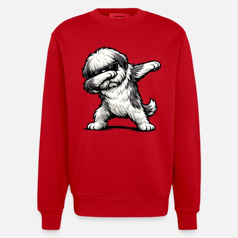 Dabbing Bobtail - Heavyweight Oversized Organic Crew Neck Made in EU - red