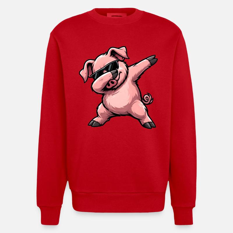 Dabbing Schwein - Heavyweight Oversized Organic Crew Neck Made in EU - Rot