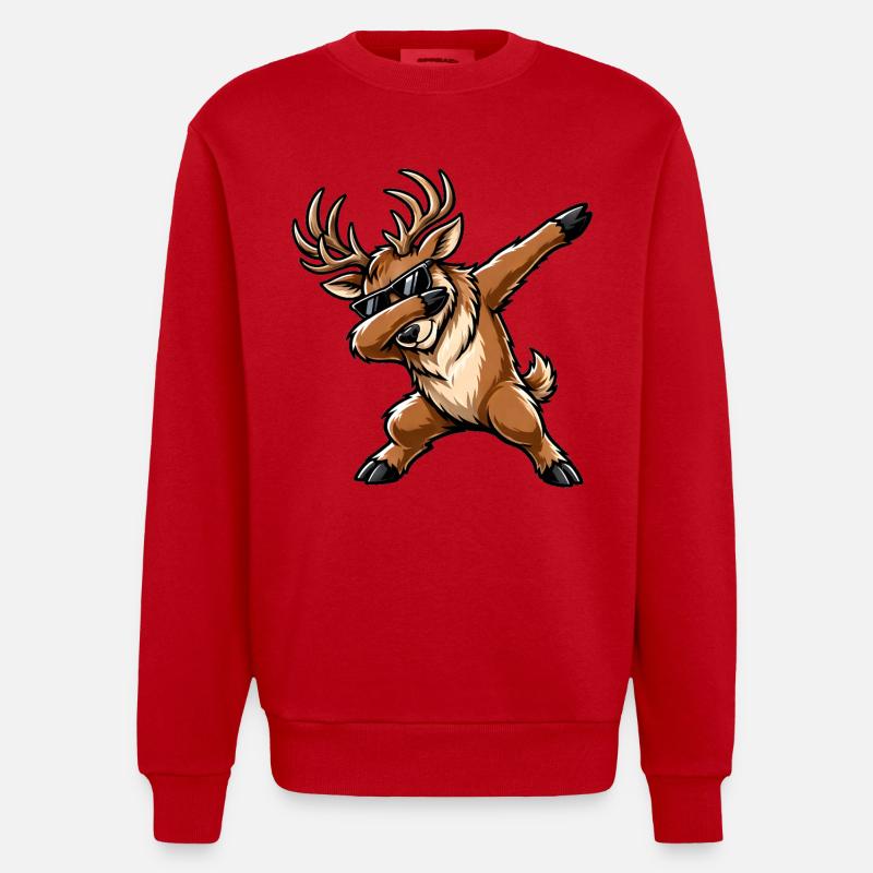 Dabbing Hirsch - Heavyweight Oversized Organic Crew Neck Made in EU - Rot