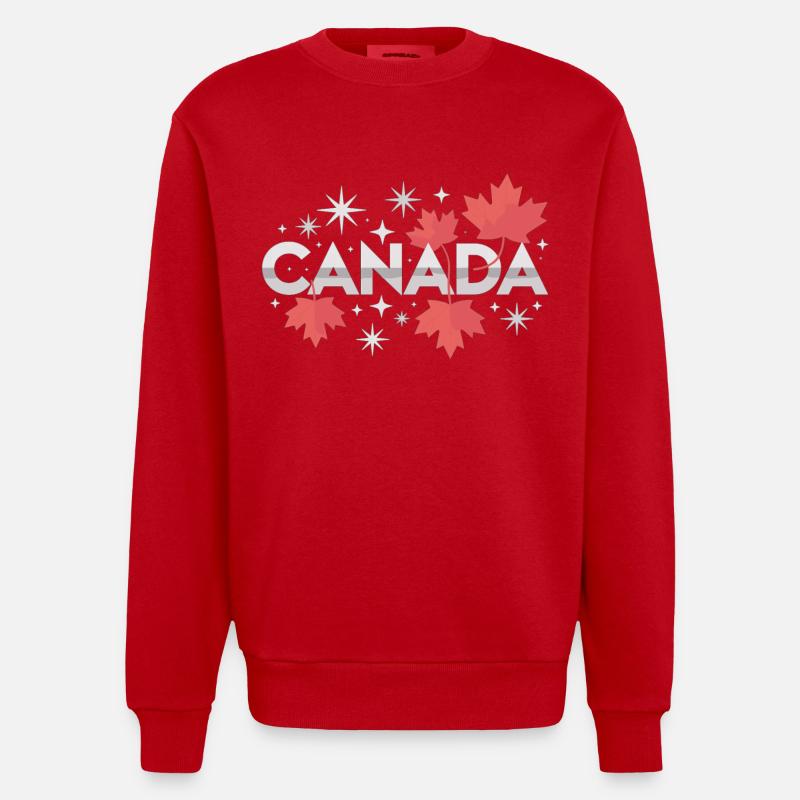 Canada Maple Leaf Gift Idea - Heavyweight Oversized Organic Crew Neck Made in EU - red