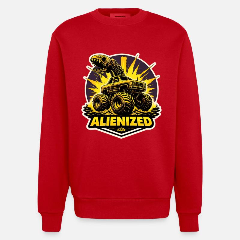 Entfremdeter Monstertruck - Heavyweight Oversized Organic Crew Neck Made in EU - Rot