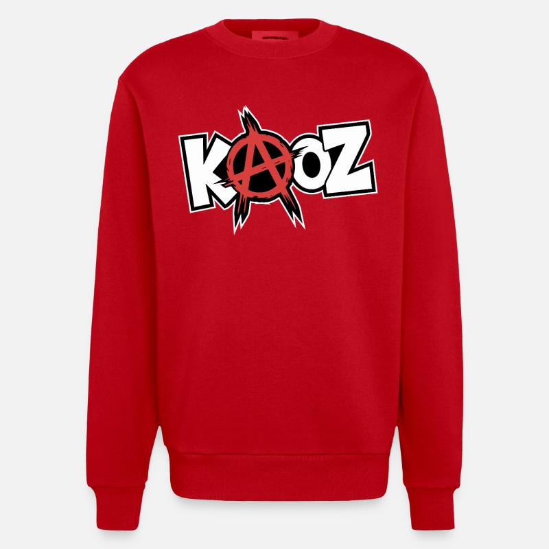 Kool KAOZ Anarchie Graffiti - Heavyweight Oversized Organic Crew Neck Made in EU - Rot