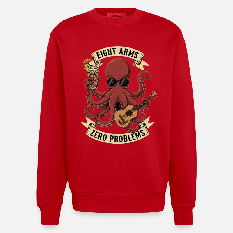 Eight Arms Zero Problems - Heavyweight Oversized Organic Crew Neck Made in EU - red