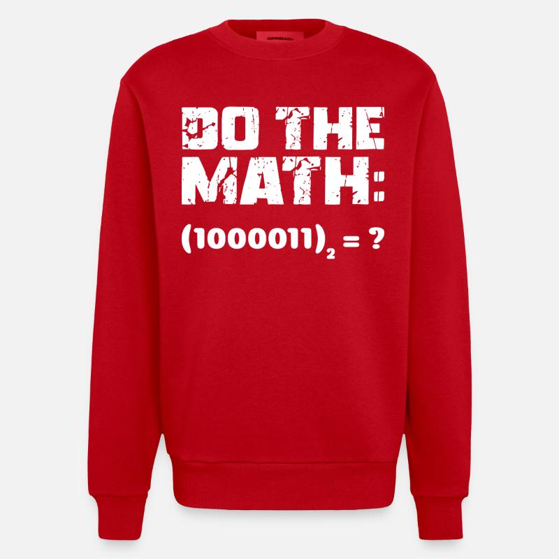 Do The Math Binary System - Heavyweight Oversized Organic Crew Neck Made in EU - red