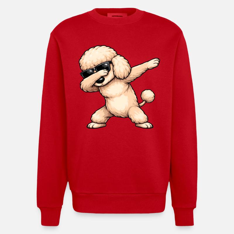 Caniche en train de dobber - Sweat bio épais oversize fabriqué en UE - rouge