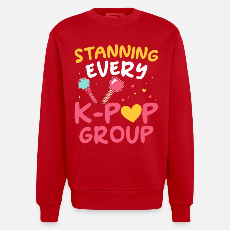 Stanning Jede K-pop-gruppe - Heavyweight Oversized Organic Crew Neck Made in EU - Rot