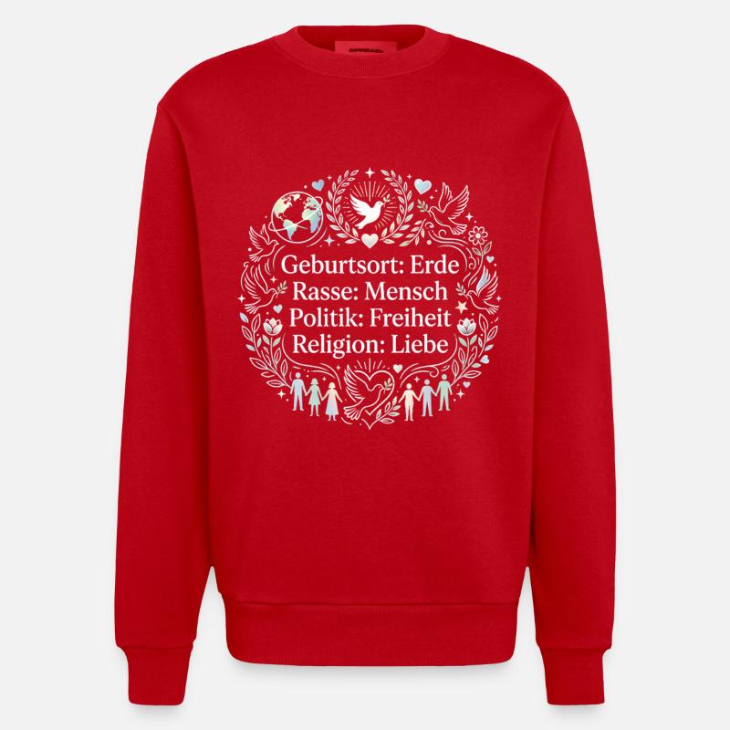 Gegen Rassismus - Heavyweight Oversized Organic Crew Neck Made in EU - Rot