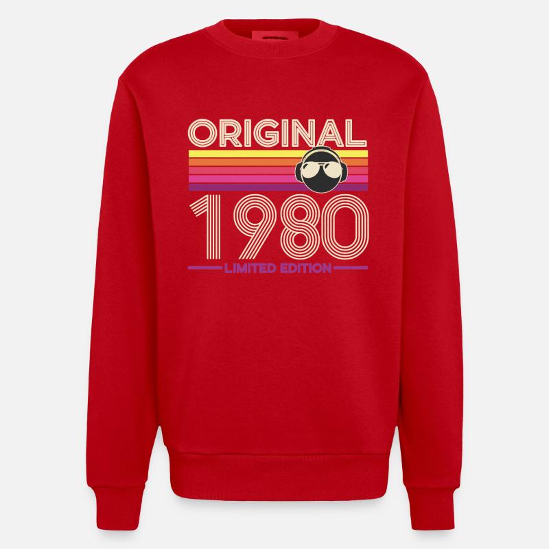 Original 1980 Édition limitée - Sweat bio épais oversize fabriqué en UE - rouge