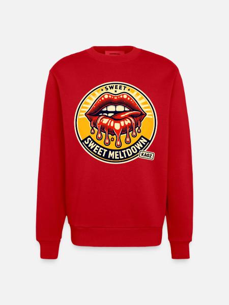Sweet Meltdown Lip Artwork - Heavyweight Oversized Organic Crew Neck Made in EU - red