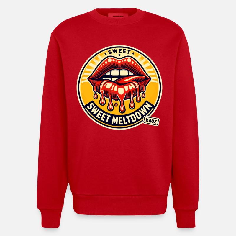 Süße Meltdown-Lippenkunst - Heavyweight Oversized Organic Crew Neck Made in EU - Rot