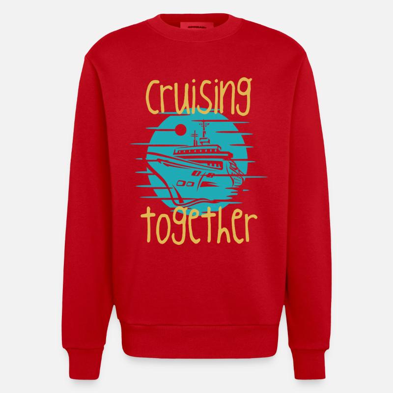 Graphique du bateau de croisière ensemble - Sweat bio épais oversize fabriqué en UE - rouge