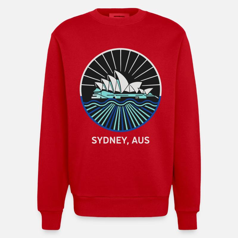 Opéra de Sydney, Australie - Sweat bio épais oversize fabriqué en UE - rouge